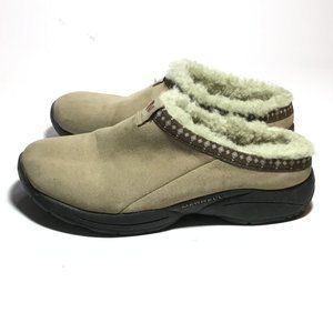 Merrell Girl's Lined Camp Slippers Suede Tan Size 3 GUC